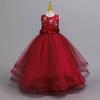 Платье для вечеринки для девочек, юбка, цветочное сетчатое тюлевое платье-пачка, для детей среднего и старшего возраста, длинный рождественский костюм для выступления 632 Детское принцессное