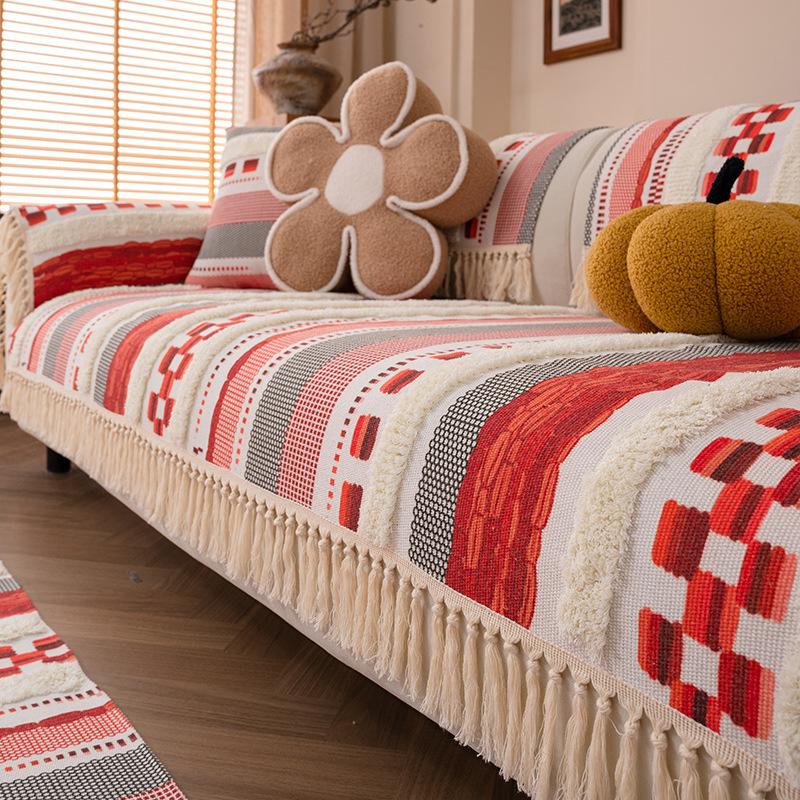 Универсальный чехол на диван из толстого льна «Четыре сезона», устойчивый к царапинам от кошек, протектор для дивана для мебели Airbnb