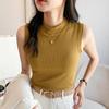 Женская летняя тонкая майка-слинг с круглым вырезом, с резьбой по низу, облегающий топ без рукавов