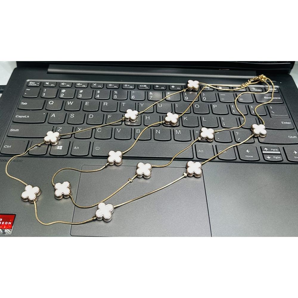 Двойное ожерелье с четырехлистным клевером, многослойная длинная женская цепочка для свитера, новые аксессуары для одежды осень-зима