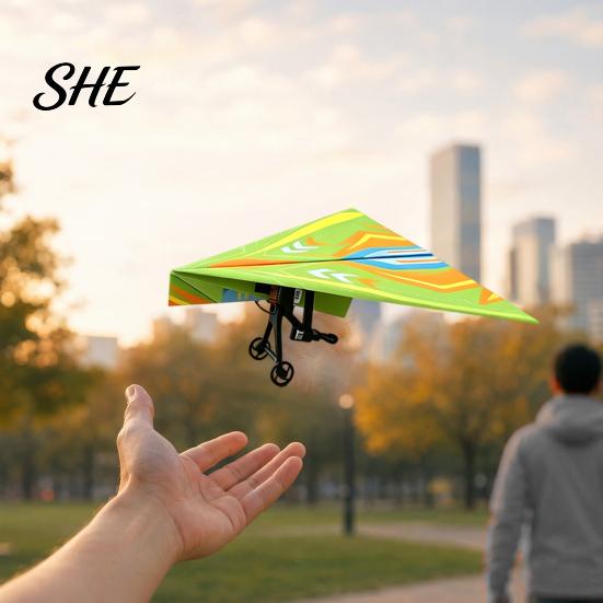 Remote Controlled Plane Toys Control Paper Airplane Kit, with Gyro Stabilizer, Dual Propellers, DIY Electric Indoor Outdoor Aircraft Toy RC