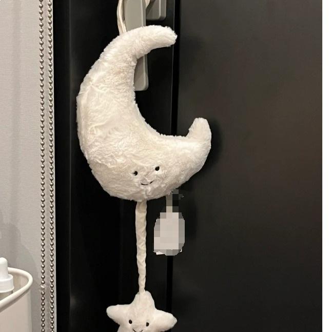 Little Bear Moon Crib Mobile - Plush Music Box Toy with Pull Ring for Qixi Festival