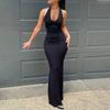 Летнее однотонное новое облегающее платье-халтер без спины, сексуальное платье горячей девушки