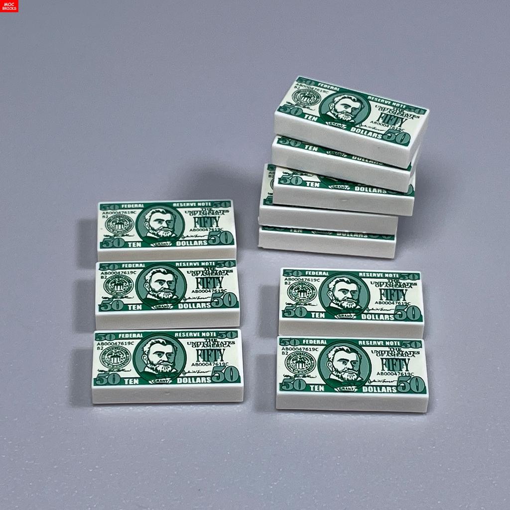 Нетоксичные кубики Moc Город Ужасов Золотой Серебряный Пистолет для Денег Монеты Мешок с Долларами Портфель Фигурка 4 см Аксессуары Полиции Строительный Блок Детские Игрушки