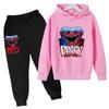 Autumn Winter Poppy Playtime Huggy Wuggy Character Printed Hoodies Sweatpants Sets Casual Warm Sports Long Sleeved Pants Children's Boy Clothing Sets