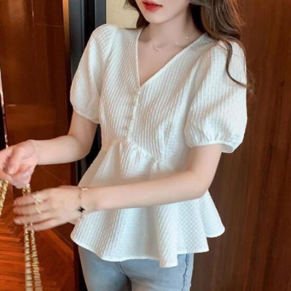 NaVaVa Women LoVely V Neck Puff sleeVe Blouse Nb2649