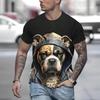 Мужская Уникальная 3D Мультяшная Футболка с Животными Интересный Принт Круглый Вырез Короткий Рукав Дышащая Уличный Стиль Повседневный Топ