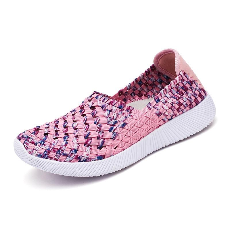 Модные новые плетеные туфли ручной работы, одинарные туфли, удобные женские туфли большого размера на плоской подошве