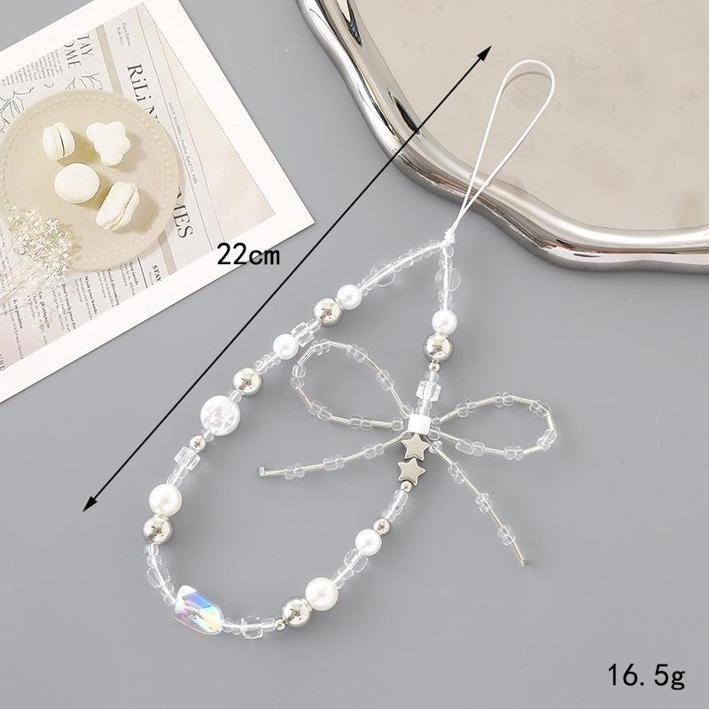 Korean Love Heart Beaded Phone Chain & Keychain Set for Women