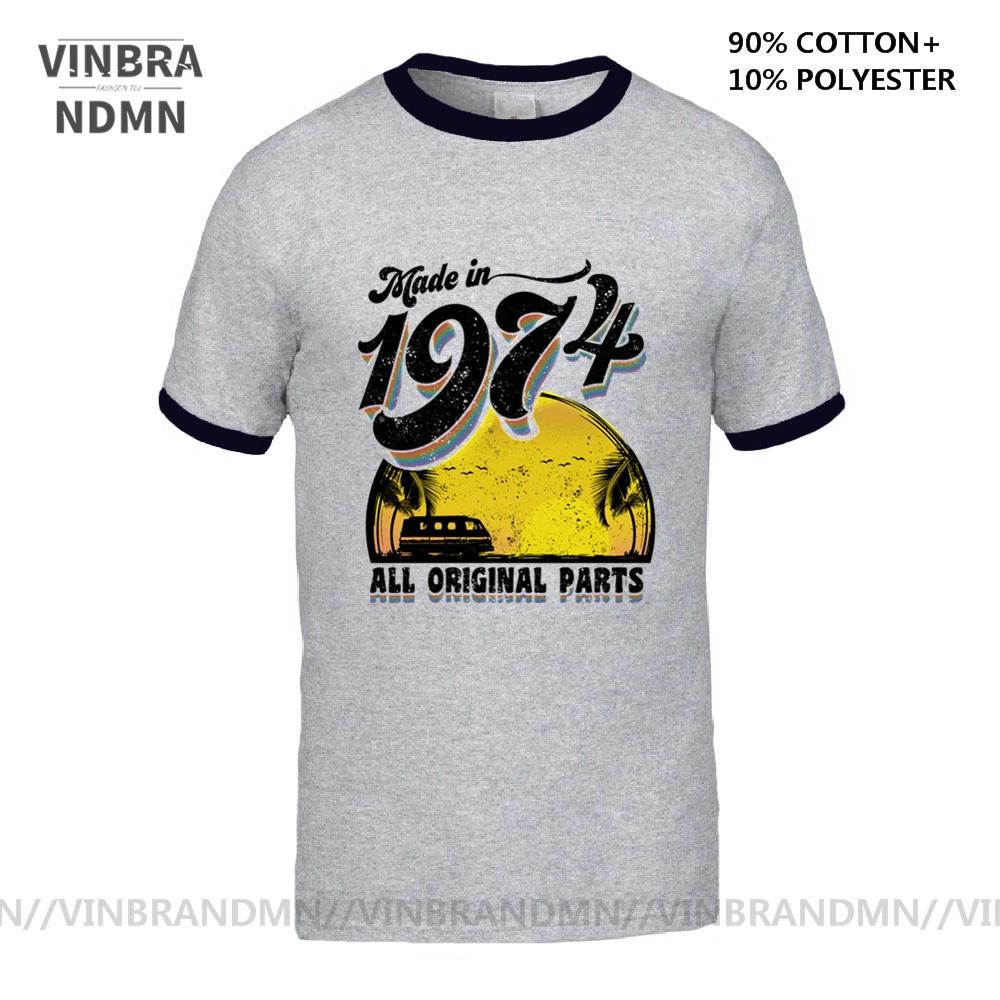 Винтажные футболки 1974 года, оригинальные детали, унисекс, футболки на 50 лет, сделано в 1974 году, ретро, подарок на 50-летие, футболки