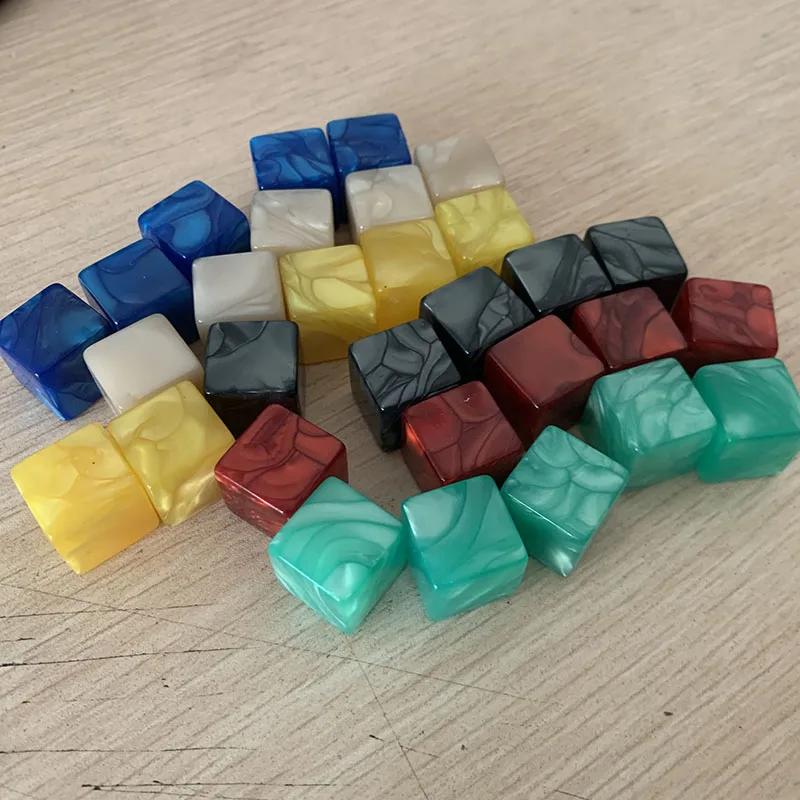 16 Mm 10 Pcs/set 6 Sided Pearl Pattern Blank Dice Funny Puzzle DIY Game