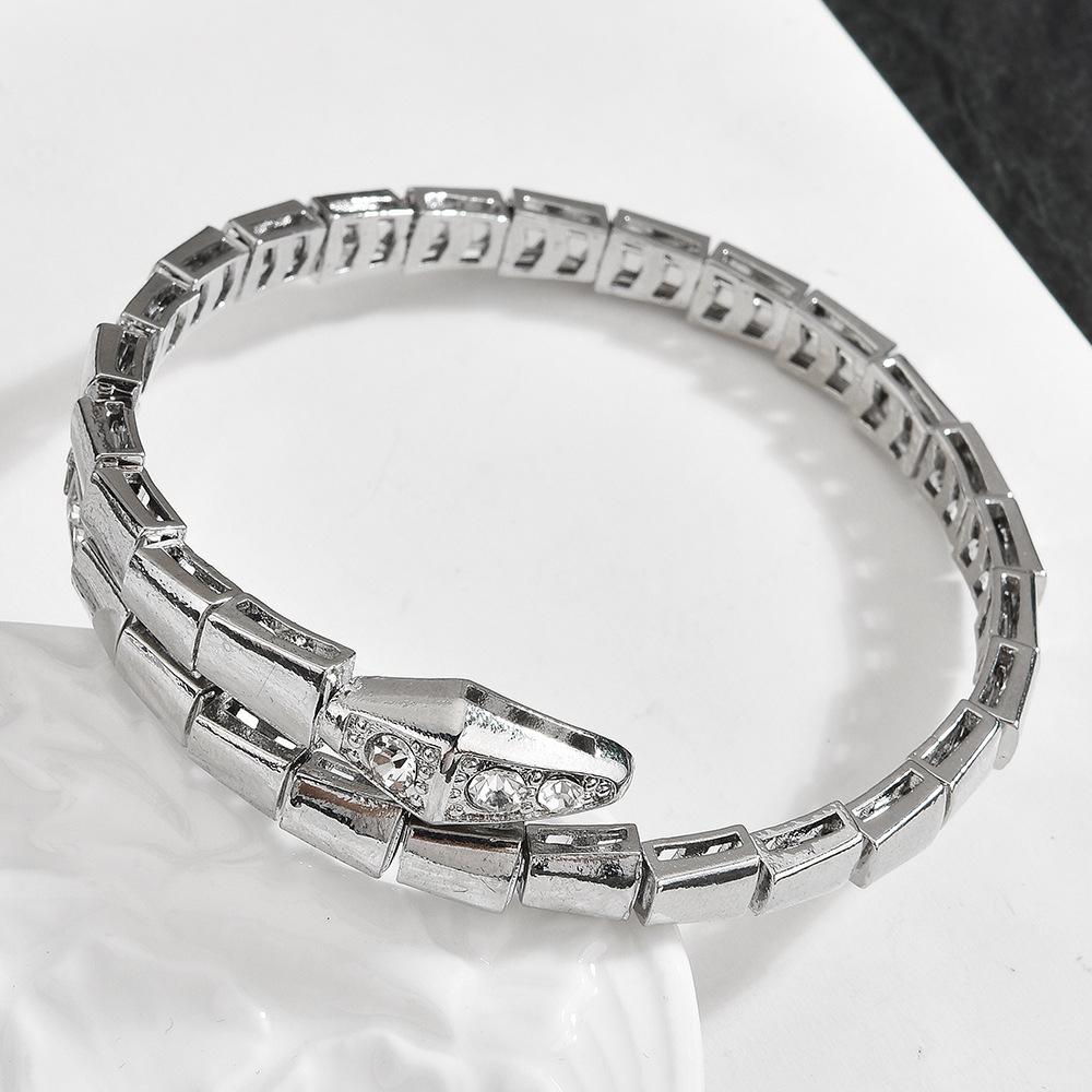 Snake Bracelet Elastic Spring Snake Bracelet Full Inlaid Women's Plated Temperament Fashion