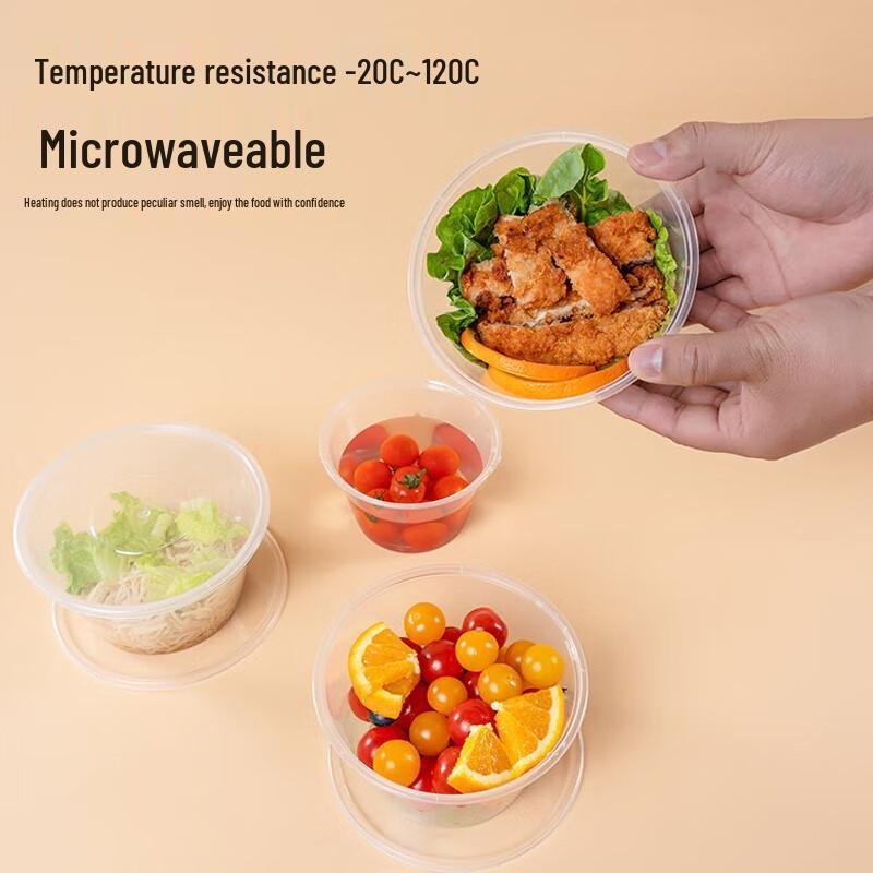 HANDUNYOU Disposable Round Meal Prep Containers with Lids