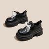 Spring and Autumn New British Style Platform Versatile Women's Shoes Black Soft-soled Small Leather Shoes Heightening Single Shoes