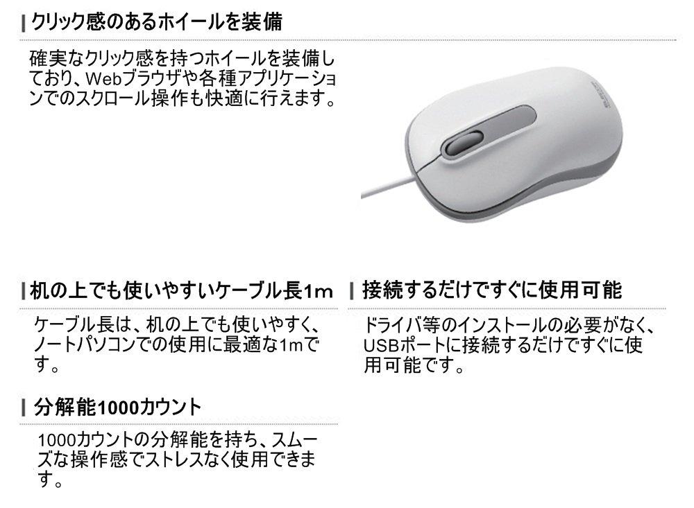 ELECOM Проводная M Мышь, Оптическая, Размер, Белая, M-Y7URWH