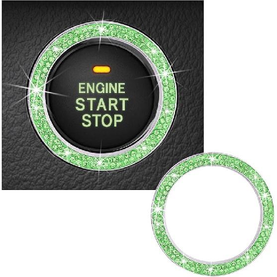 Блестящий кристалл с двойными стразами, декоративное кольцо для запуска двигателя автомобиля, сверкающая наклейка на кнопку запуска, ключ зажигания и; Ручка Кольцо Украшение, Bling