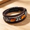 Multi-Layer Leather Bracelet Braided Beaded Bracelet Tiger Eye Stone Bracelet  Unisex