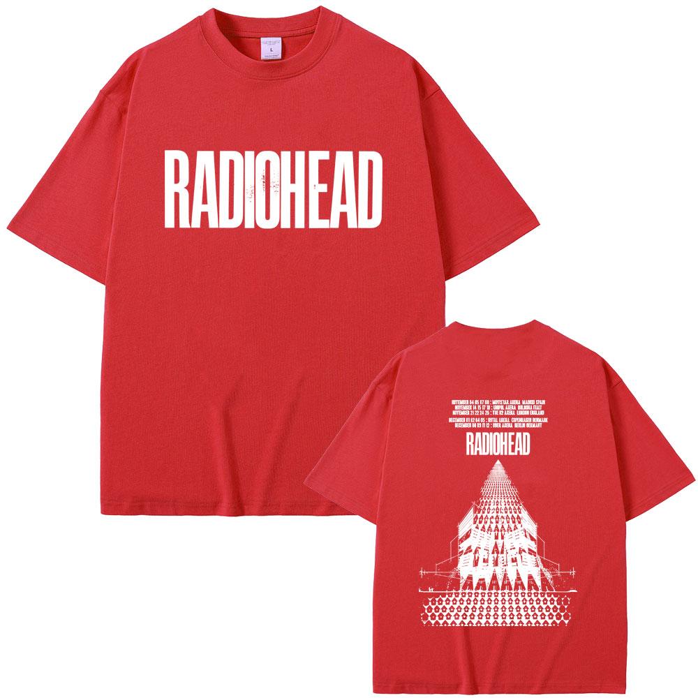 Radiohead Возвращение на сцену Европейский тур Футболка Мужская Хип-Хоп Рок Винтажная Футболка Мужские Готические Оверсайз Футболки Стритвир