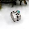 Blue Copper Turquoise Gemstone Silver Spinner Meditation Ring -925 Sterling Silver Thumb Ring-Silver Band Ring Gift For Women's - 6.1 Gm Approx