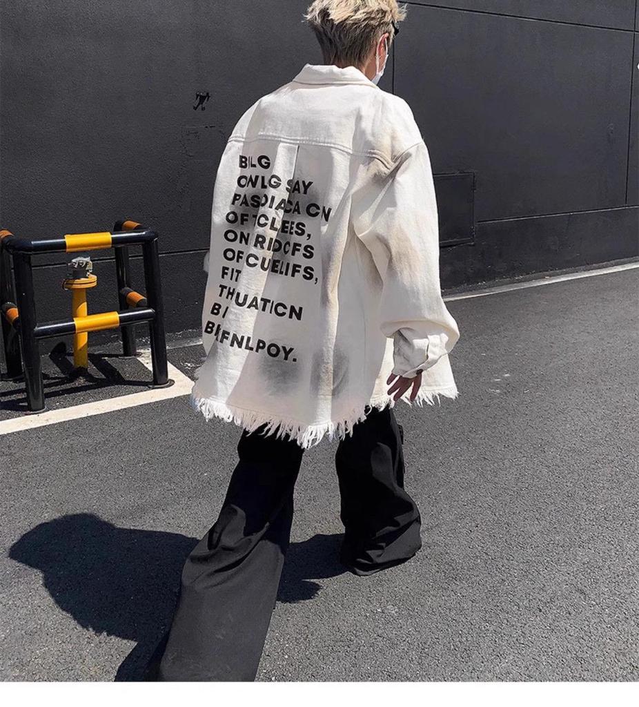 Men's Trendy Fringe Distressed Denim Jacket - Retro High-End Pique Workwear