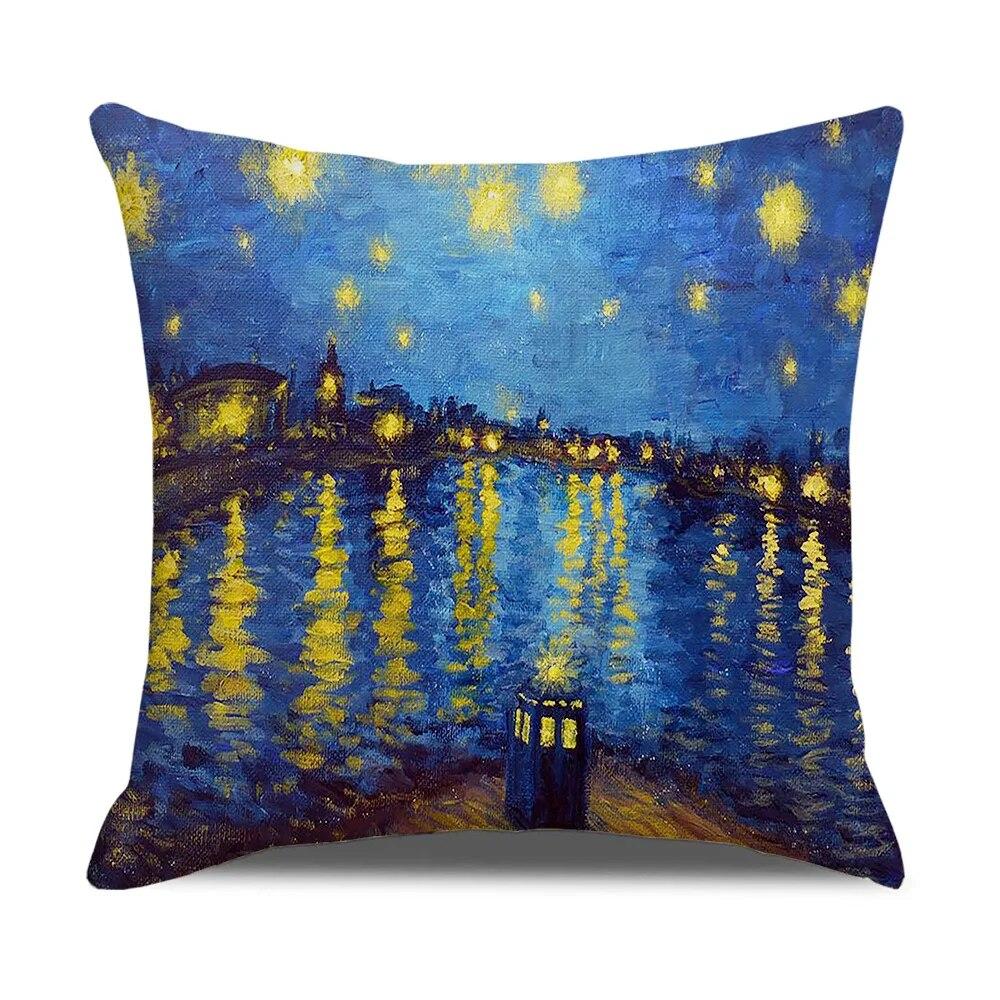 Vintage Art Cushion Cover Van Gogh Oil Painting Pillowcase Living Room Sofa Decoration Pillowcase