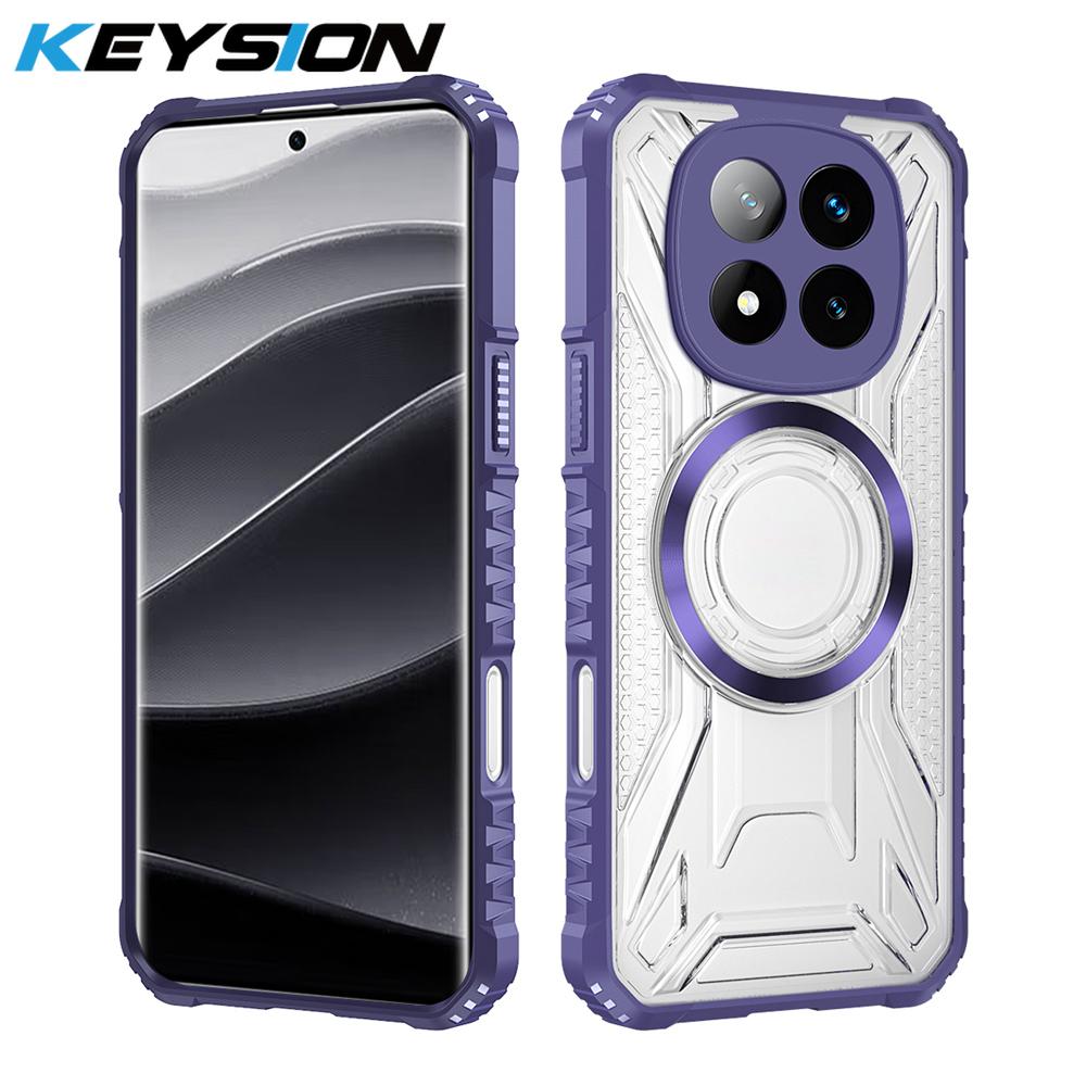 KEYSION Transparent Magnetic Case for Redmi Note 15 Pro+ 5G Silicone+PC Heavy Duty Shockproof Phone Cover for Redmi Note 15 5G