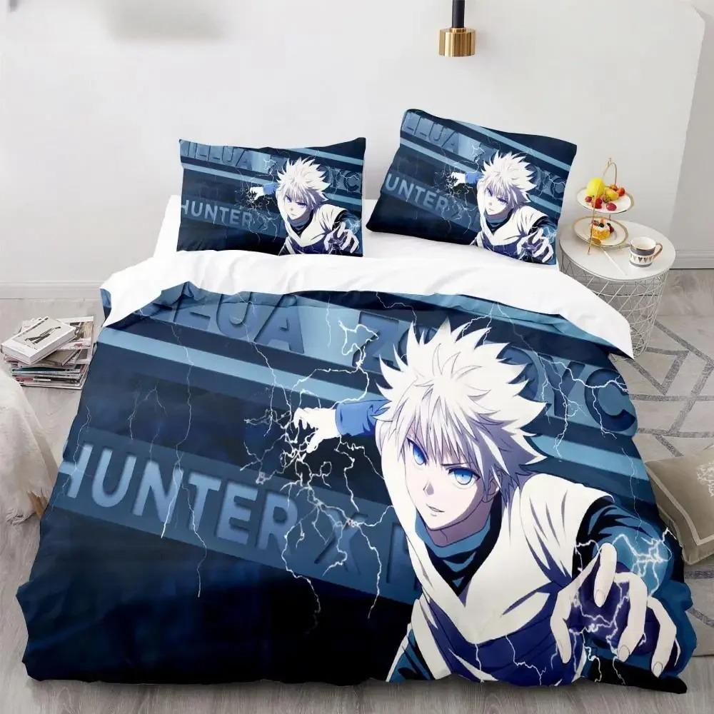 Комплект пододеяльника с 3D-принтом Аниме Hunter X Hunter Комплект постельного белья Японское Аниме Полуторный Двуспальный Кинг Покрывало Наволочки Домашний Текстиль