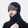 Winter Color Matching Wool Warm Thick Knitted Hat Men's Outdoor Riding Cold-Proof Ear Protection Wool Hat Two-Piece Set