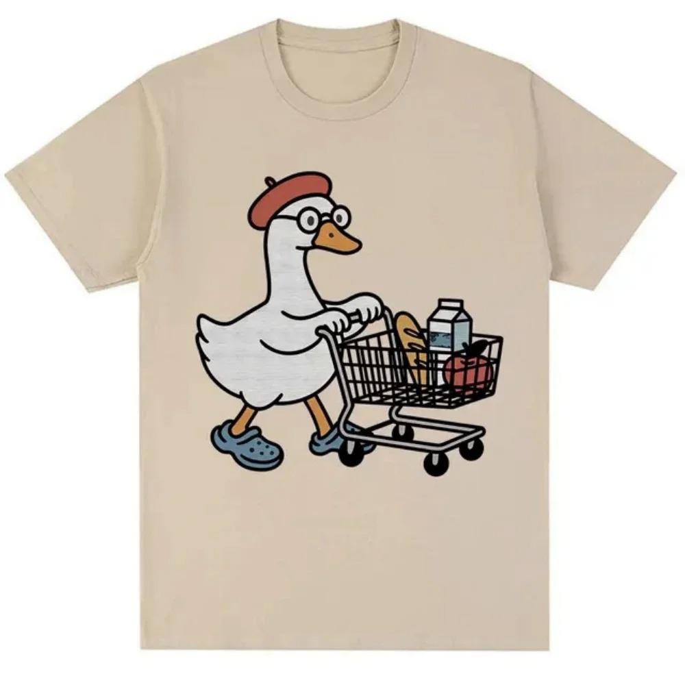 Fun Silly Goose Shopping Cute Goose Lovers Summer Unisex Loose Casual Short Sleeve Women And Unisex Comfortable TShirt