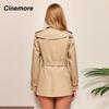 Cinemore Весенний плащ длины миди для женщин, повседневная ветровка, двубортная куртка с лацканами и поясом, ветрозащитное женское пальто для офиса 2F6185