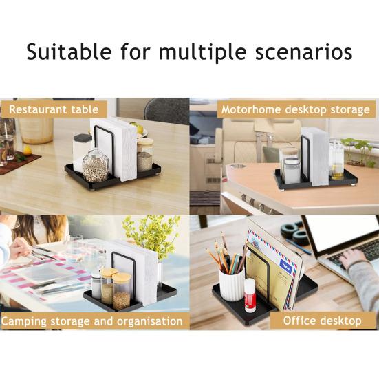 Металлический держатель для салфеток Черный Диспенсер для хранения салфеток Легко чистить Подставка для салфеток Декор для кухни Обеденного стола Пикника