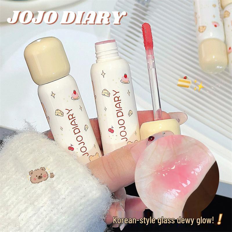 JOJO DIARY Кремовая Пуховка Медведь Блеск для Губ: Прозрачный, объемный, низконасыщенный блеск для естественных, студенческих губ