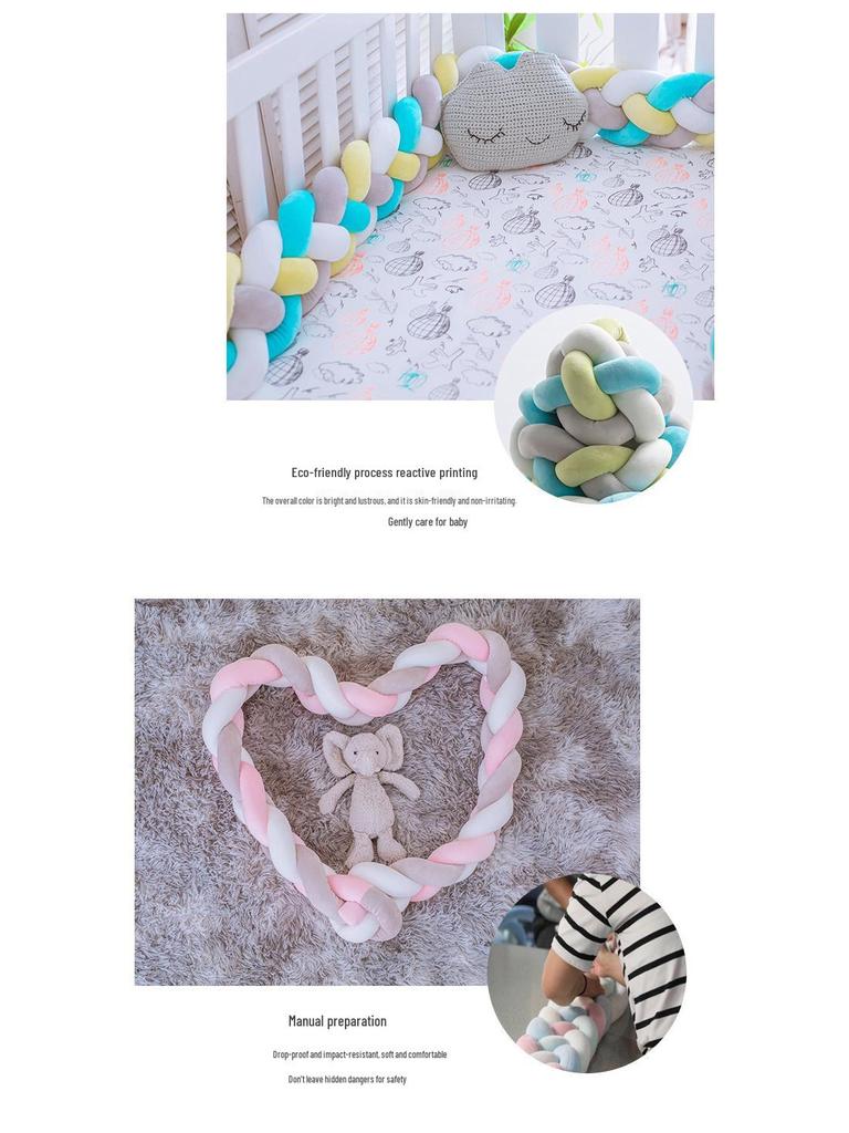 Датская вязаная подушка-узел, заплетенная из четырех прядей – Защитный бортик для кровати от ударов для детской комнаты