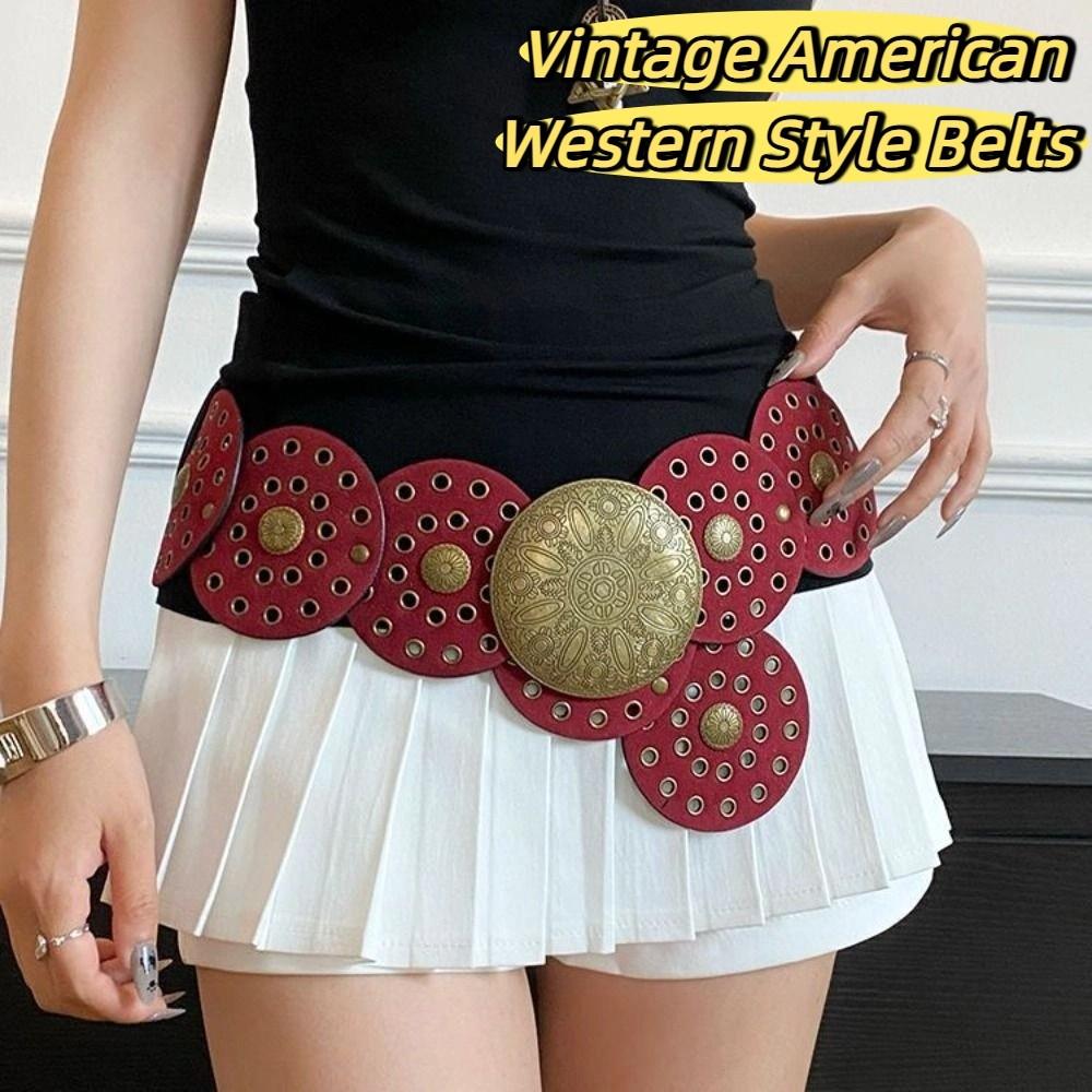 Wide Hollow Out Belts Metal Cowboy Waistband Punk Metal Buckle Belts  Decorative Jeans