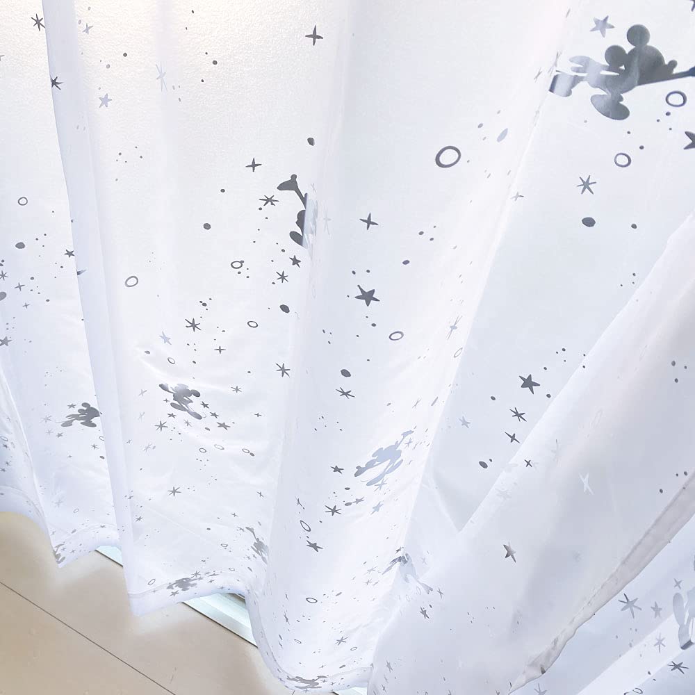 Disney Mickey Foil Print Glitter Hard To See from the Outside UV Protection Lace Curtain Set of 2 Width 100 X 133cm Length SB-580-D