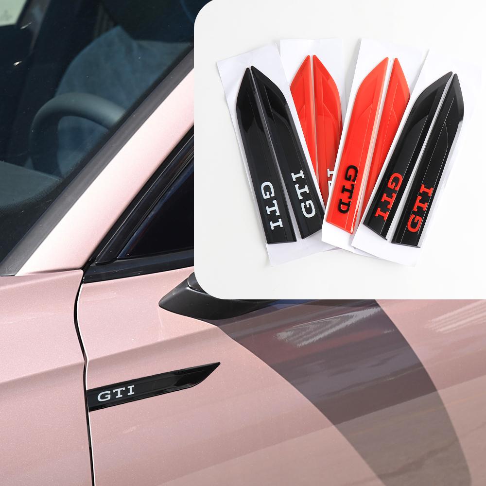 LMN1 2pcs 3D ABS GTI GTD Emblem Badge Car Door Fender Valve Cap For VW GTD GTI Golf Polo Tiguan Jetta Touran PASSAT CC Motion MK4 B6