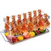 BBQ Chicken Wing Leg Grill Rack Even-Heat with Drip Pan Multipurpose Stainless Steel Roasting Holder Set