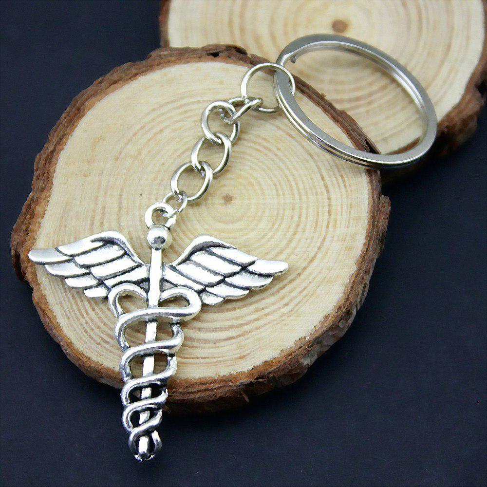 Металлический брелок для ключей Caduceus, медицинский символ, 40x40mm