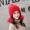 Thickened Fur Pompom Beanies Hat Ear Protection Pullover Hat Warm Knitted Hat Apparel Accessories