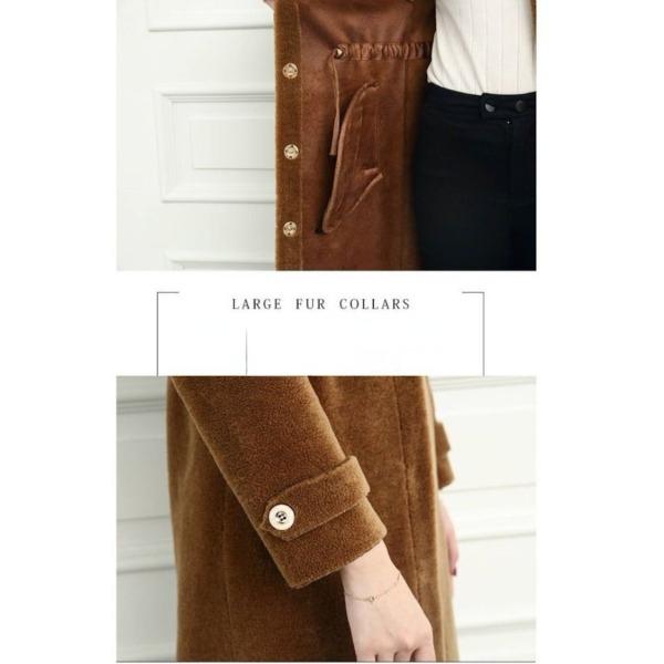 Warm and Fashionable Women's Hooded Sheepskin Fleece Coat with Fur Collar