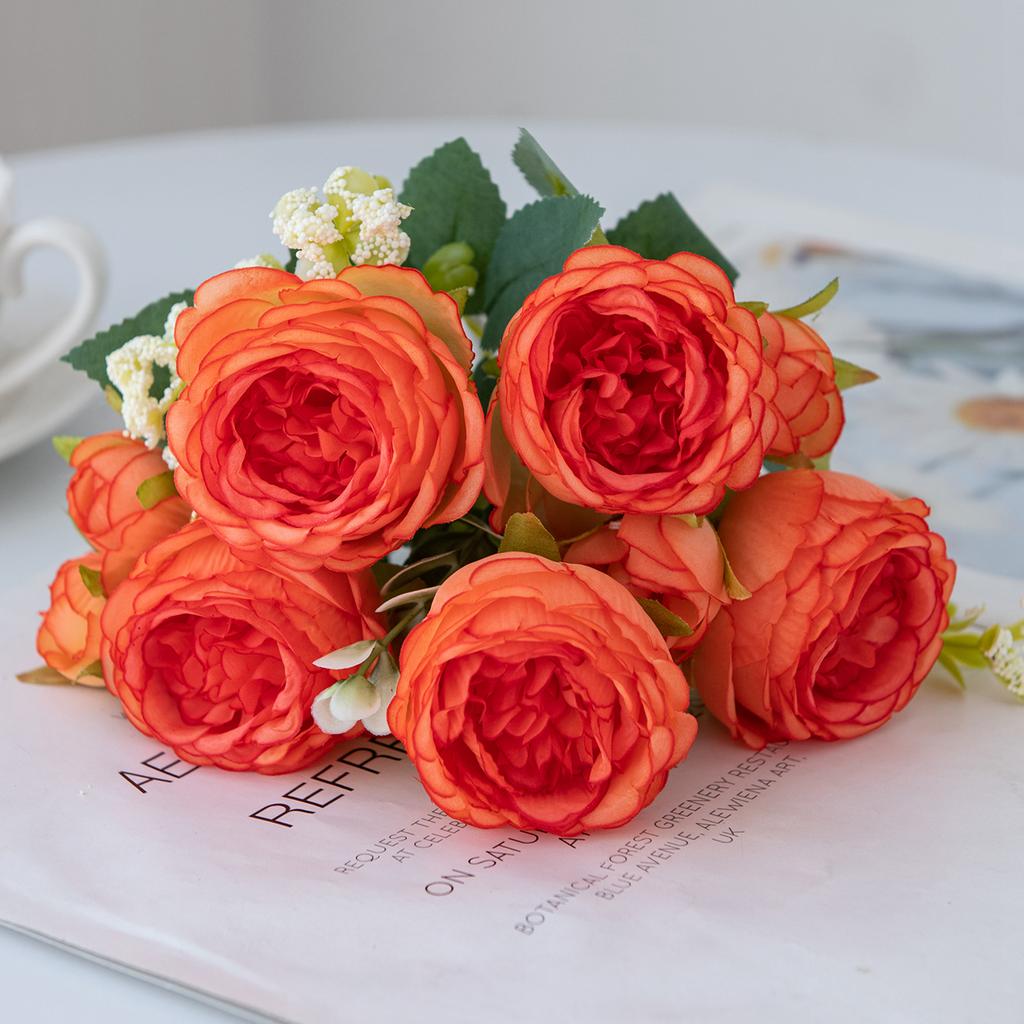 Artificial Flowers Fake Silk White Peonies Used for Home Room Vase Decoration Christmas Wreath Wedding Bouquet Party Accessories