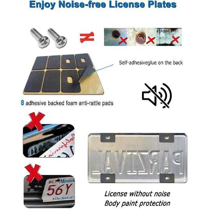 Black Carbon Fiber License Plate Frames, Plastic Number Plate Holder Print Carbon Pattern for Men and Women, 2 Pack with Screws Caps for Front Rear