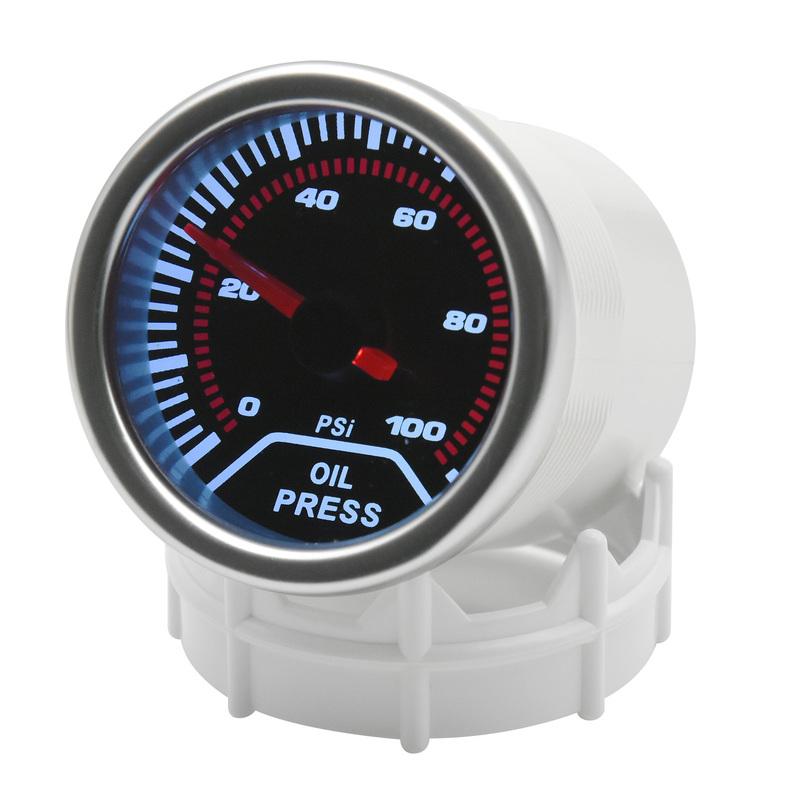 52mm Analog Led White Case Oil Pressure Gauge 12V Mechanical Pointer OIL Press Meter for Racing Smoke Len Car Accessories
