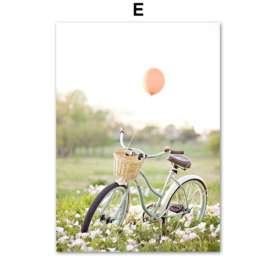 Подсолнух велосипед деревня весенний пейзаж настенная живопись на холсте плакаты на скандинавскую тему и принты настенные панно для декора гостиной