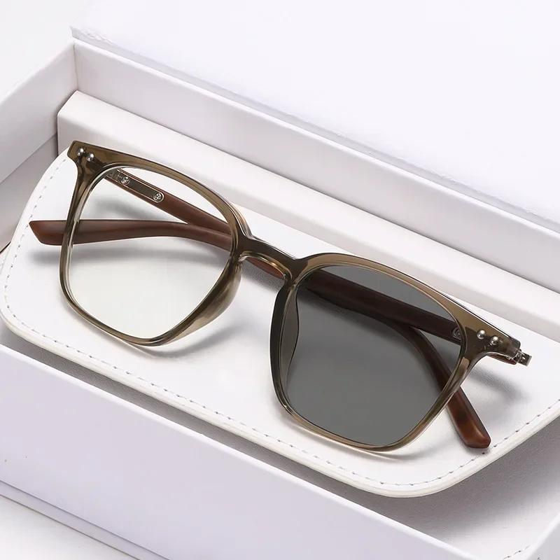 Нейтральные Классические Ретро Очки для Близорукости с Высокой Четкостью и Защитой от Синего Света Мужские Модные Квадратные Полнокадровые Фотохромные Очки для Близорукости