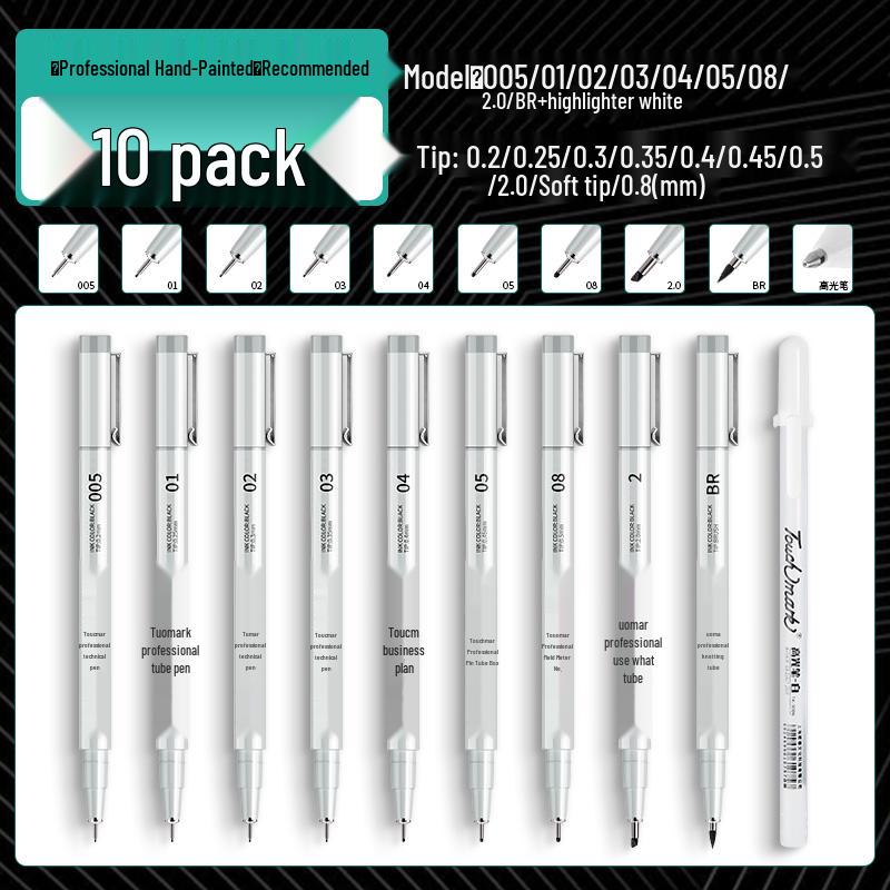 Authentic Touchmark Waterproof Quick-Dry Fine Liner Needle Pen Set for Art and Student Design