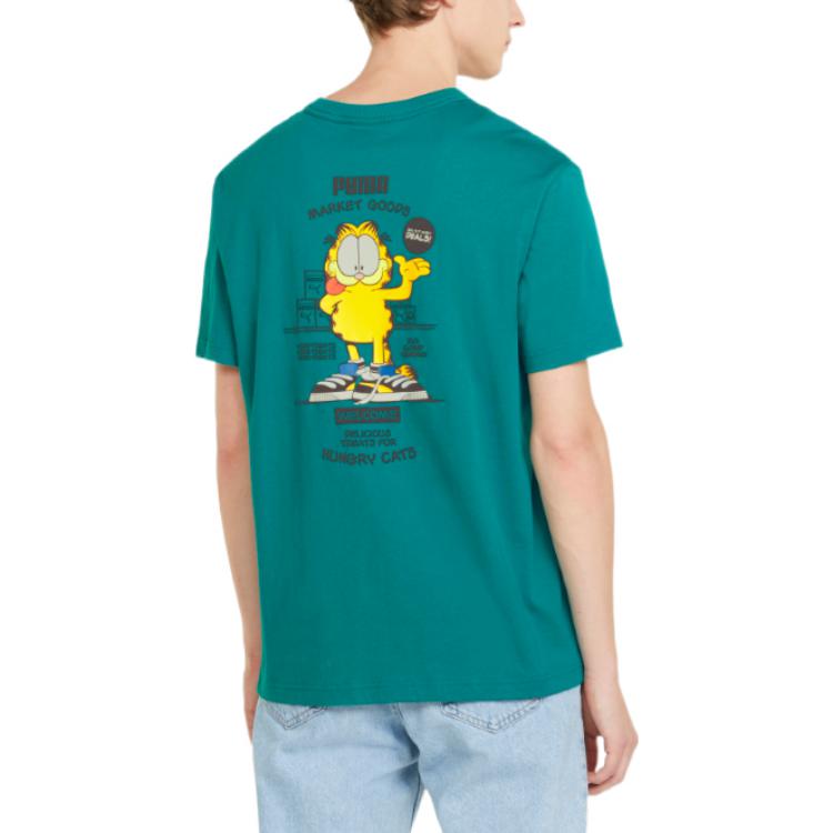 Puma Мужская футболка с короткими рукавами и логотипом Garfield Cartoon Green, 534433-86