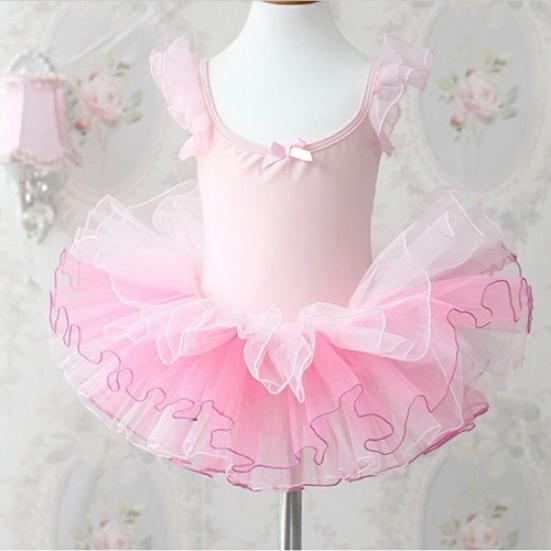 Girls Kids Fashion Ballet Tutu Children Pink Bow Stage Wear Clothes Dance Dress