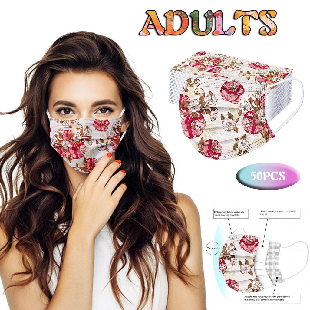 50 шт. трехслойная защитная пыленепроницаемая одноразовая маска с мультяшным принтом для взрослых