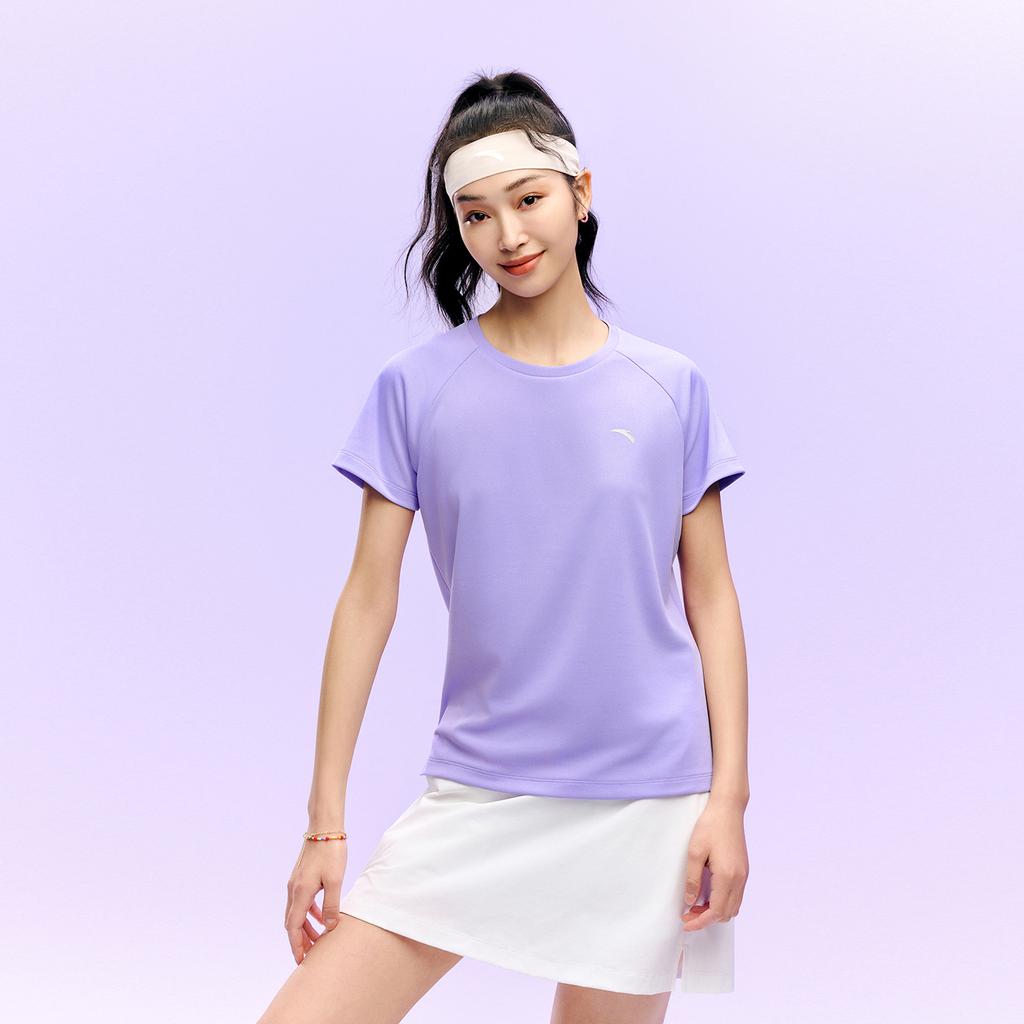 Anta Женский летний вязаный топ с коротким рукавом, футболка Phoenix-Dance-Purple 962627116-3